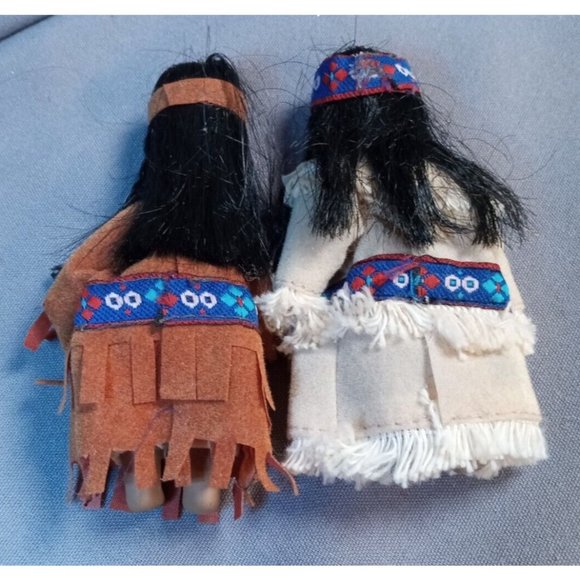 Mini‎ Porcelain and Fabric Native American Girl Dolls Set of 2 (2b3) - Picture 2 of 3